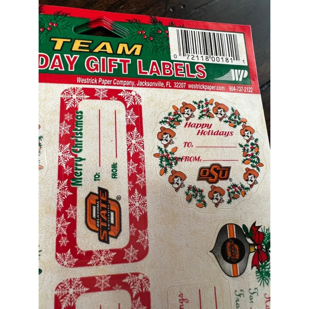 Oklahoma State University OSU Christmas Gift Labels Orange Holiday 240 Vintage